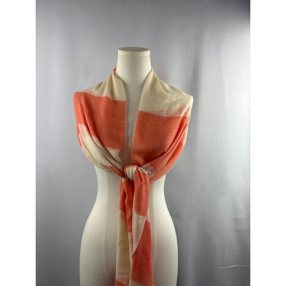 Striped Coral & Cream Scarf - Picture 6 of 6